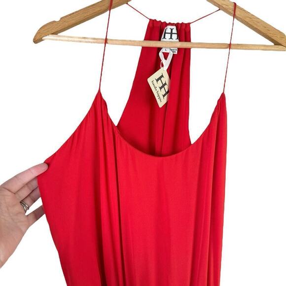 NWT Haute Hippie Red Silk Racer Back Belted Mini Dress Handkerchief Hem,‎ Large - Picture 5 of 12